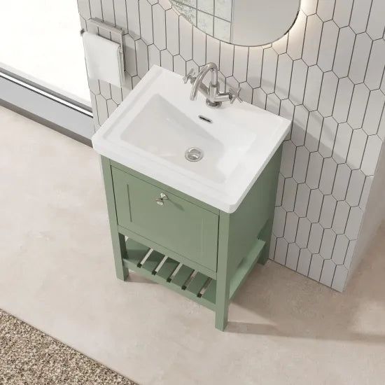 Old London Bexley 500mm Fern Green Floor Standing Vanity Unit
