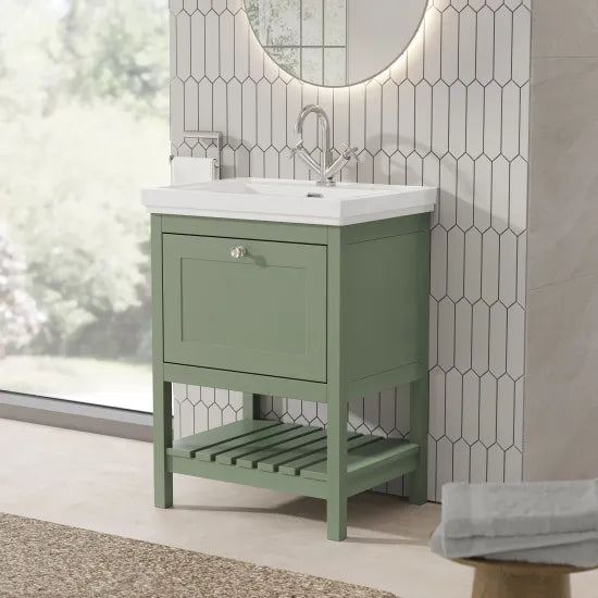 Old London Bexley 600mm Fern Green Floor Standing Vanity Unit