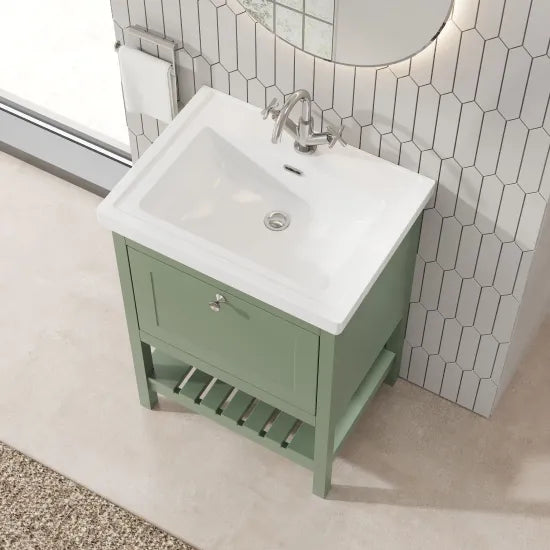 Old London Bexley 600mm Fern Green Floor Standing Vanity Unit