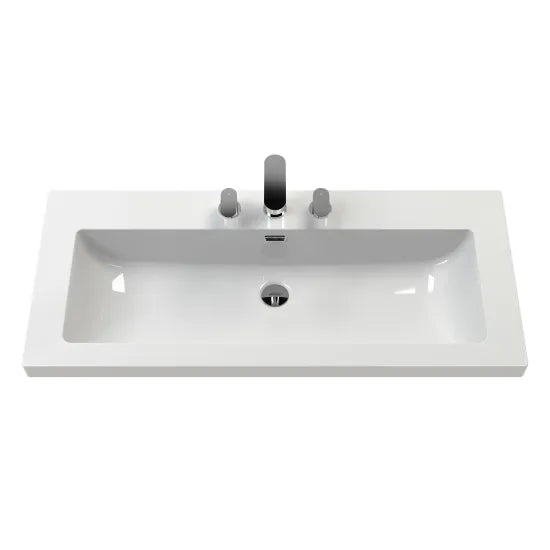 Old London Bexley 800mm Fern Green 1 Drawer Floor Standing Vanity Unit  Contemporary Fireclay Basin