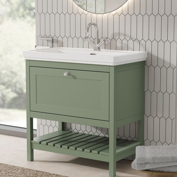 Old London Bexley 800mm Fern Green Floor Standing Vanity Unit