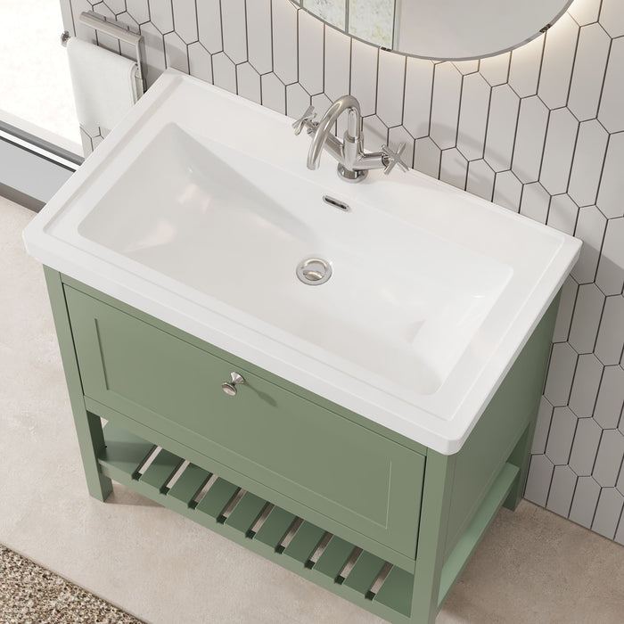 Old London Bexley 800mm Fern Green Floor Standing Vanity Unit