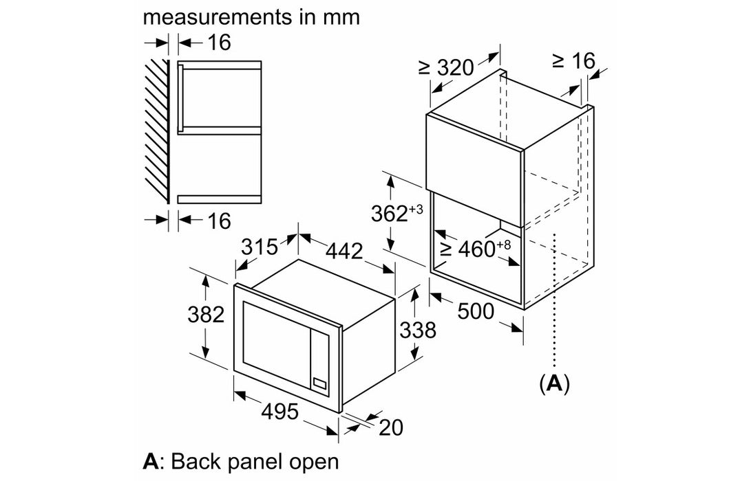 Bosch Series 2 BFL523MS3B B/I 800W Compact Microwave - Black