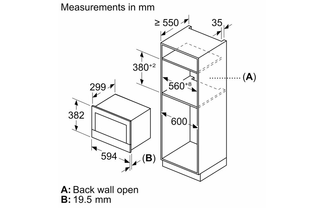 Bosch Series 8 BFL7221B1B B/I 900W Microwave - Black