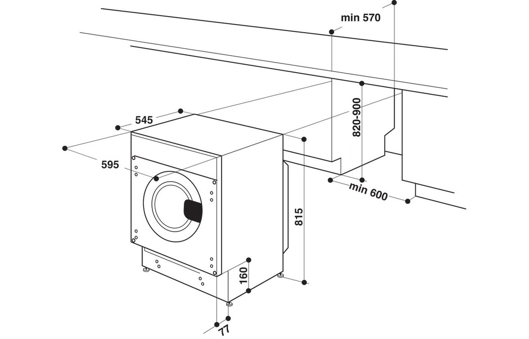 Indesit BI WMIL 91485 UK B/I 9kg 1400rpm Washing Machine