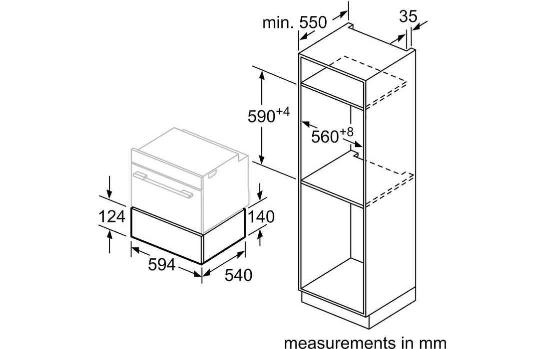 Bosch Series 6 BIC510NB0 14cm Warming Drawer - Black