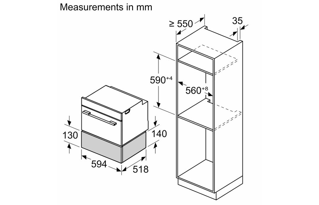 Bosch Series 8 BIC7101B1B 14cm Warming Drawer - Black
