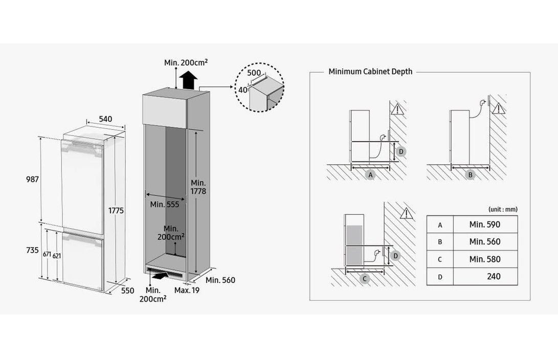 Samsung Series 7 BRB80F26ADS0EU B/I Total No Frost 70/30 Fridge Freezer
