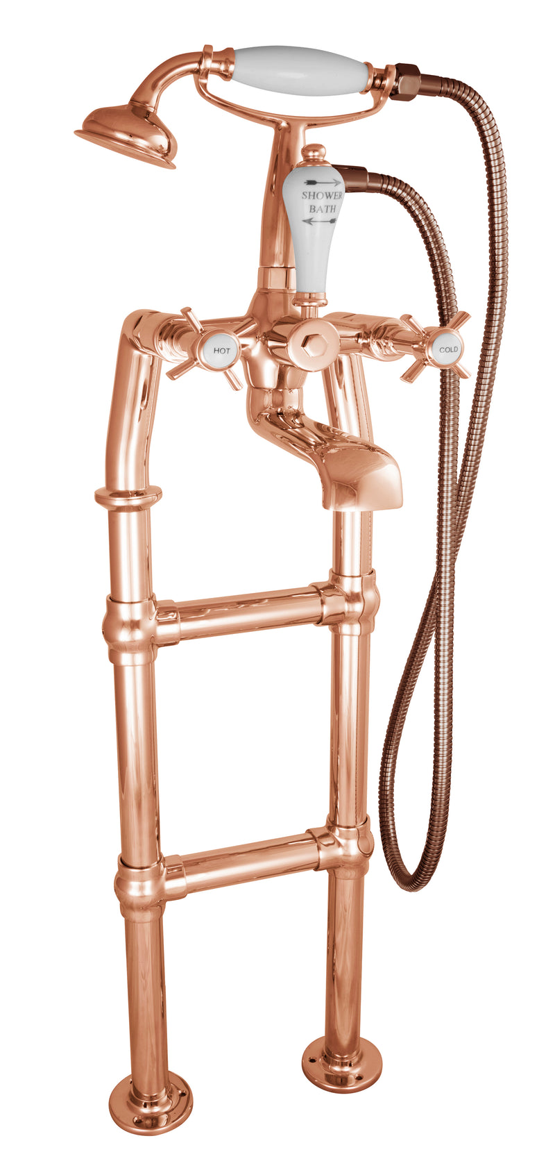 Hurlingham Freestanding Bath Spout & Shower Mixer Taps Without Support Leg - 910x180mm