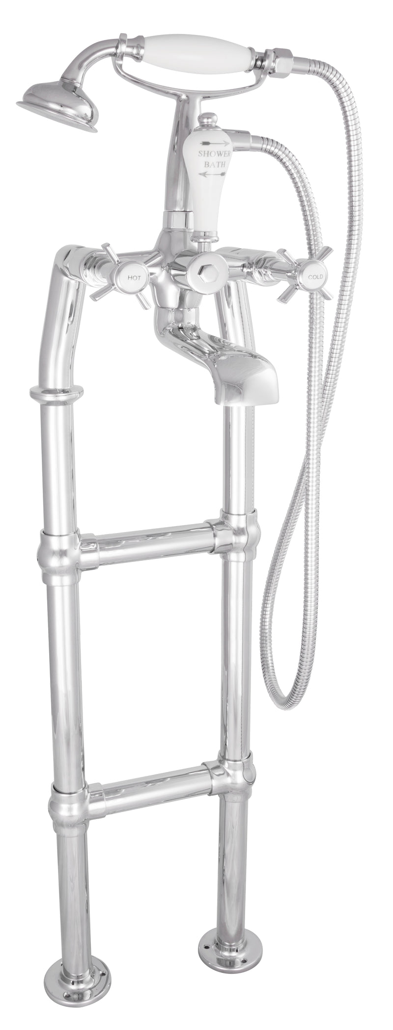 Hurlingham Freestanding Bath Spout & Shower Mixer Taps Without Support Leg - 910x180mm