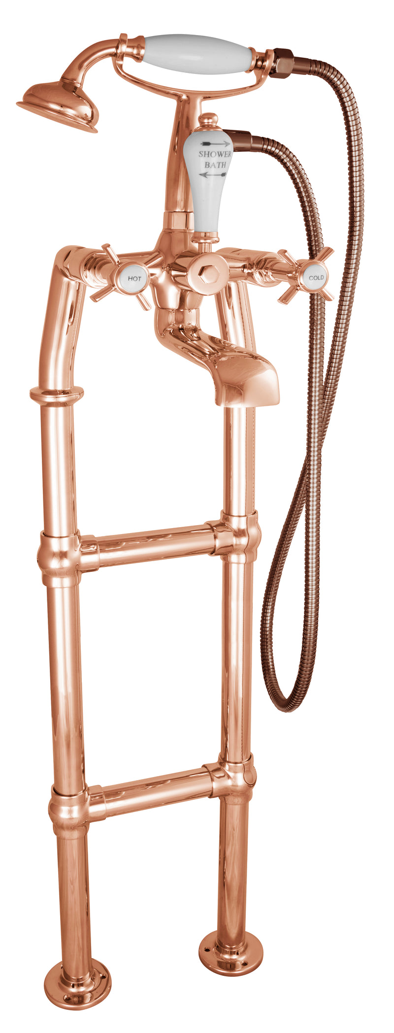 Hurlingham Freestanding Bath Spout & Shower Mixer Taps Without Support Leg - 910x180mm