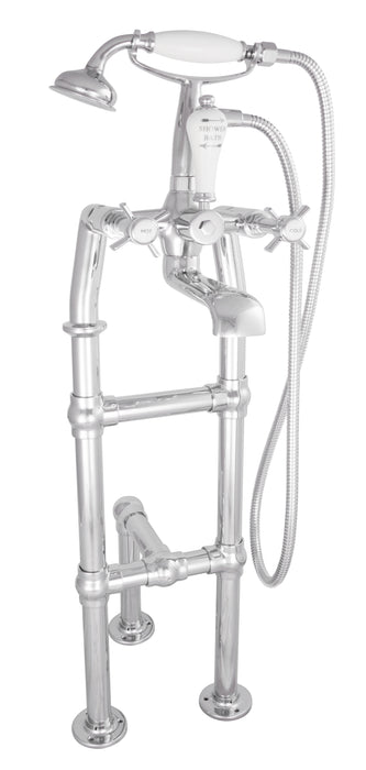 Hurlingham Freestanding Bath Spout & Shower Mixer Taps With Support Leg- 910x180mm