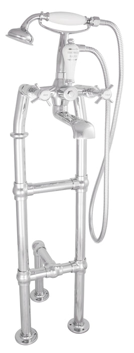 Hurlingham Freestanding Bath Spout & Shower Mixer Taps With Support Leg- 910x180mm