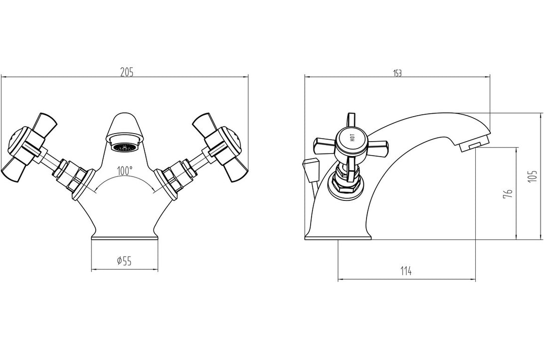 Bardoni Basin Mixer & Waste - Chrome