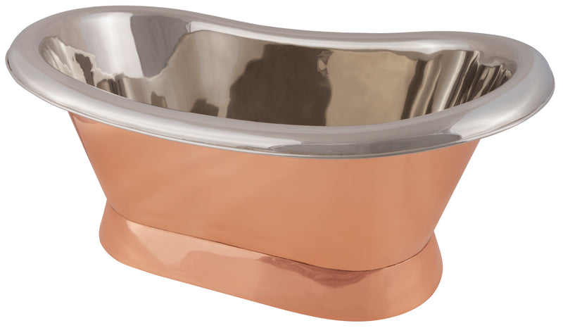 Hurlingham Copper Nickel Roll Top Bateau Basin 650x275 Countertop Basin