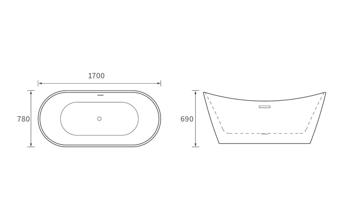 Belhaven Freestanding 1700x780x690mm Bath