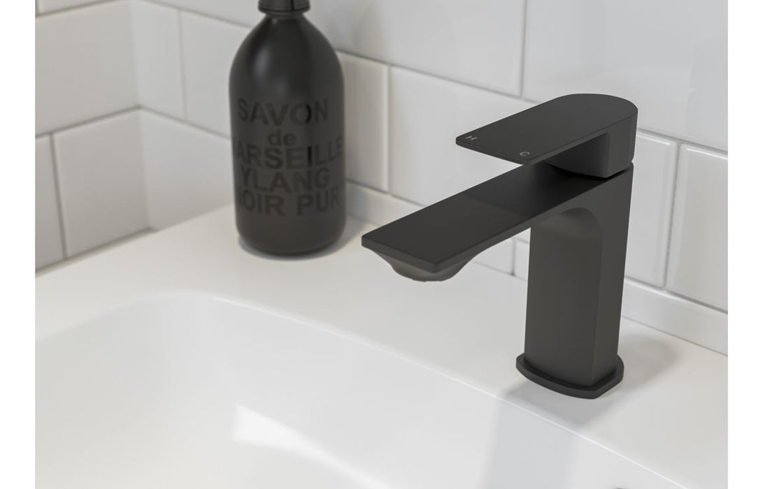 Belvano Basin Mixer & Waste - Matt Black