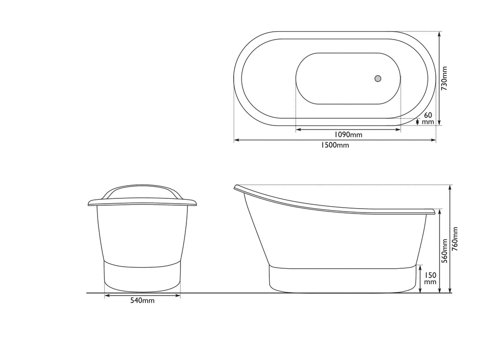 Hurlingham Bijou Copper Bath 1500x730 Freestanding Made To Order Bathtub