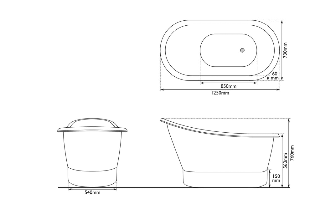 Hurlingham Bijou Compact Copper Bath 1250x730 Freestanding Made To Order Bathtub