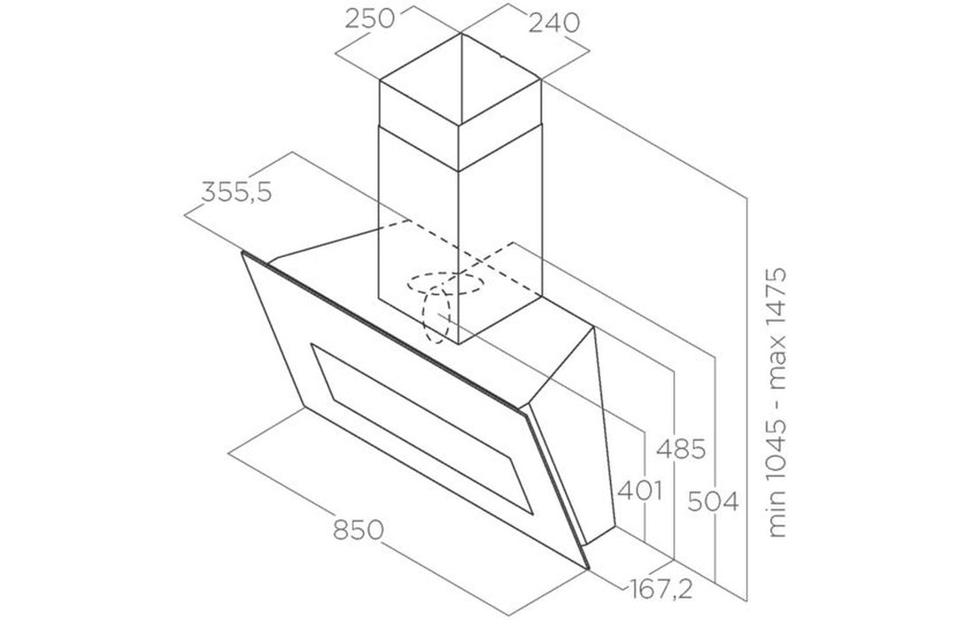 Elica Bloom-S 85cm Chimney Hood - Dekton,White Glass