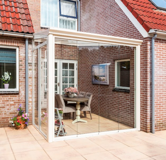 Bosco Veranda - Cream - Round Gutter - Square with Base Plate