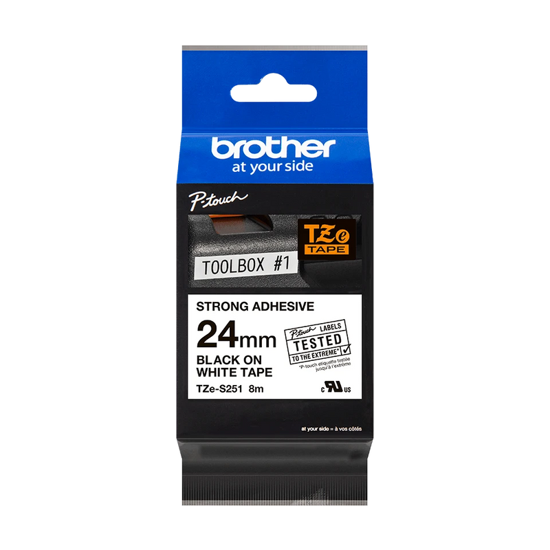 Brother Tze-S251 Black On White Labelling Tape 24Mm Wide