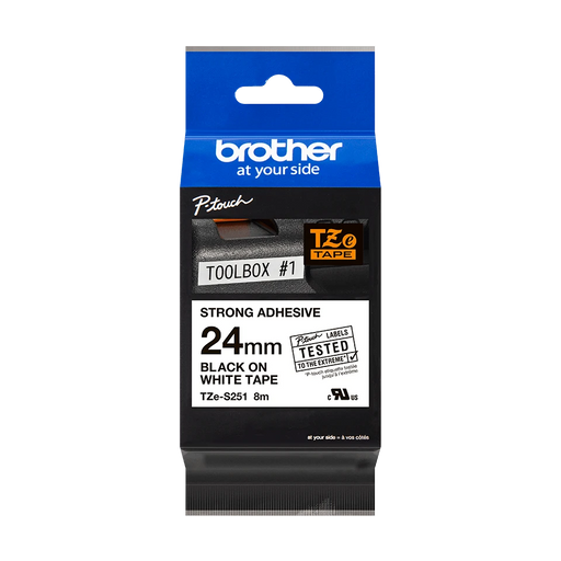 Brother Tze-S251 Black On White Labelling Tape 24Mm Wide