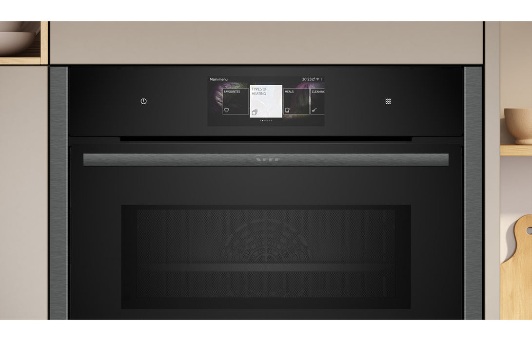 Neff N90 C24MT73G0B Compact Pyrolytic Oven & Microwave - Black w/Graphite Trim
