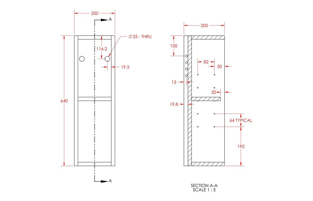 Siena 200mm Slim Base Unit - Matt Stone