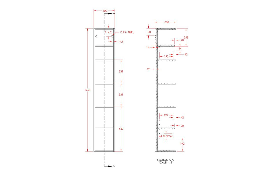 Siena 300mm Tall Unit - Matt Stone