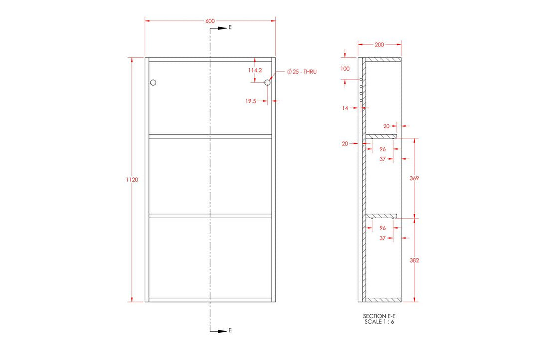 Siena 600mm Slim 2 Door Storage Unit - Matt Stone