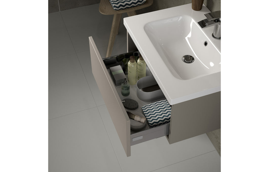 Milano 615mm 2 Drawer Floor Standing Basin Unit Inc. Basin - Matt Latte