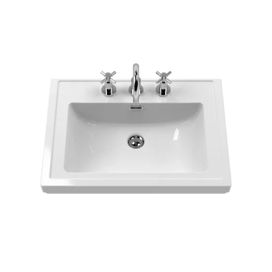 600mm Wall Hung 2-Drawer Unit & Basin Set 3 Tap Hole(Drawer Unit, Basin or Set)