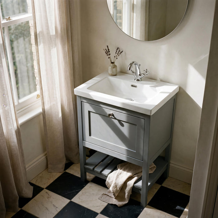 1 Tap Hole 600mm Contemporary Fireclay Basin