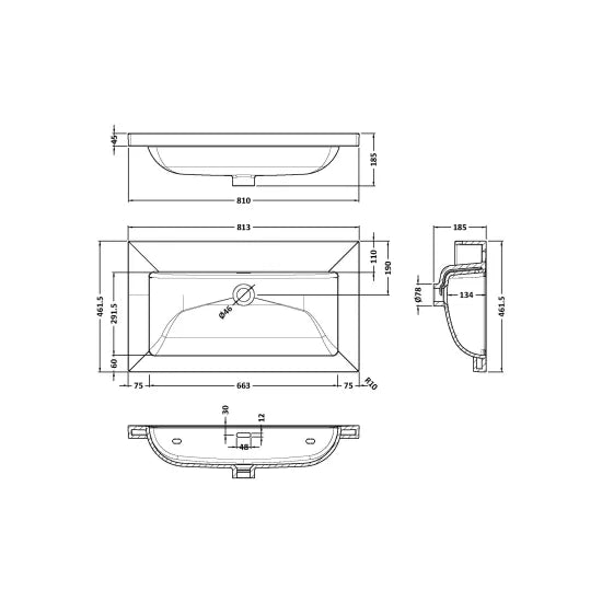 800mm Floor Standing 2-Drawer Unit & Basin 0Tap Hole (Drawer Unit, Basin or Set)