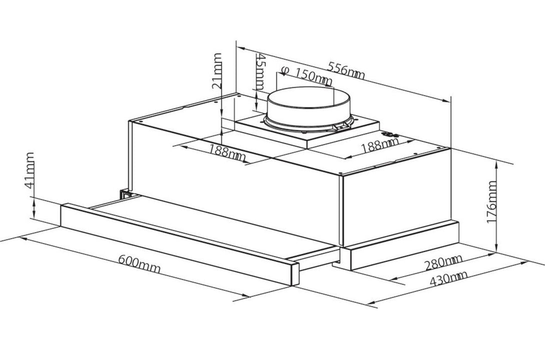 Unbranded CBT625/2X/1/UK 60cm Telescopic Hood - St/Steel