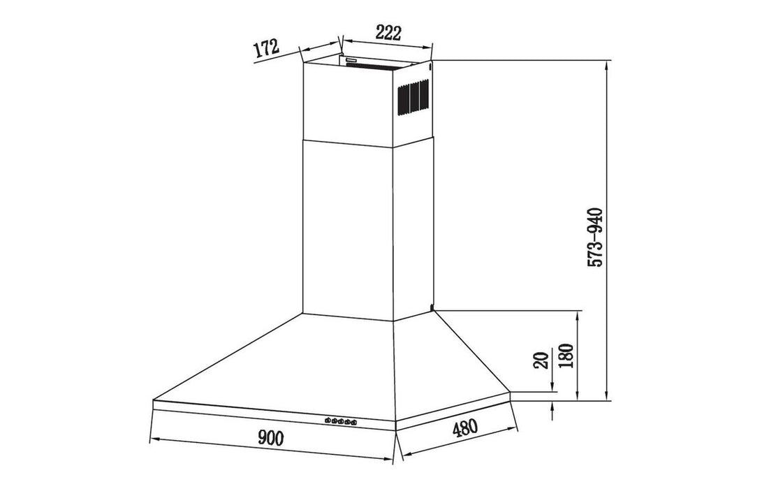 Unbranded CCE90NX/1 90cm Chimney Hood - St/Steel