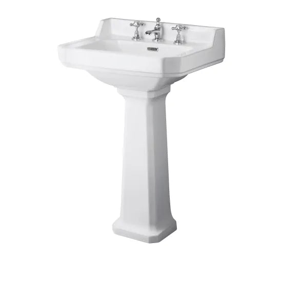 Old London Richmond 3 Tap Hole 560mm Ceramic Basin & Pedestal