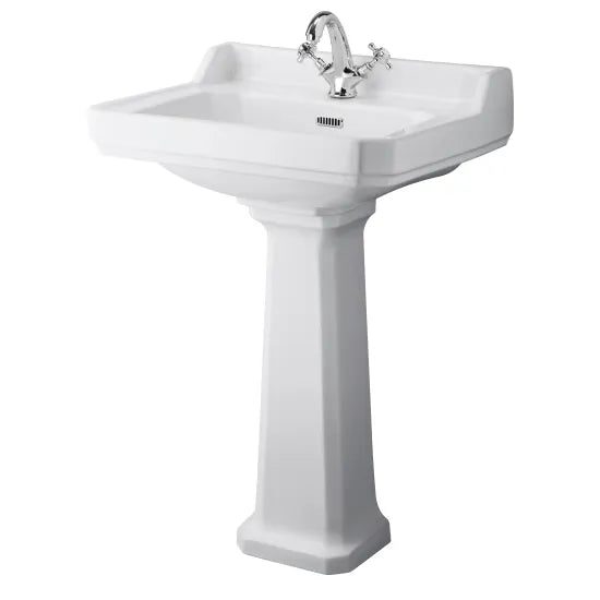 Old London Richmond 1 Tap Hole 600mm Ceramic Basin & Comfort Height Pedestal