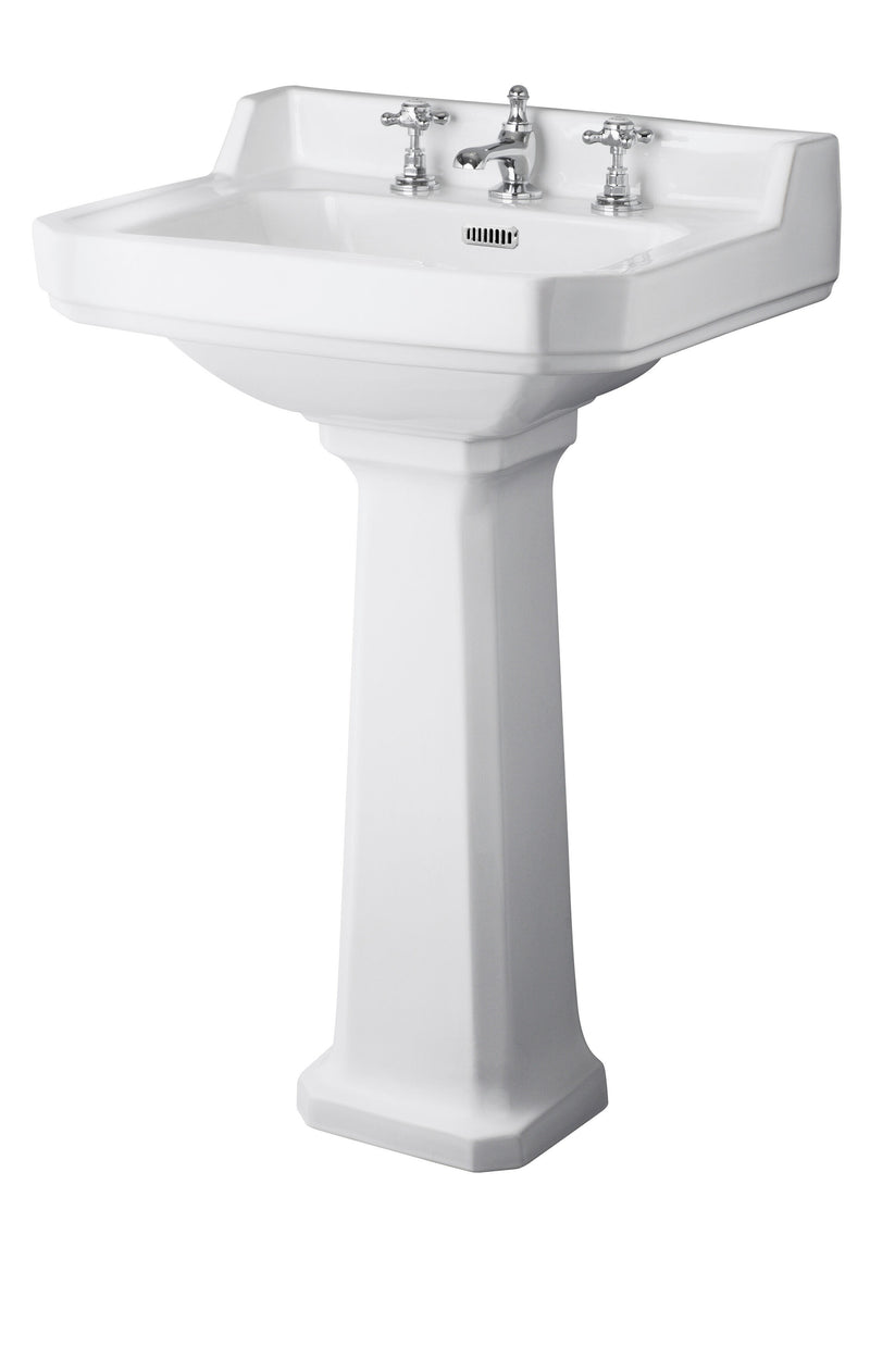 Old London Richmond 3 Tap Hole 560mm Ceramic Basin & Comfort Height Pedestal