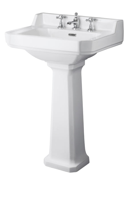 Old London Richmond 3 Tap Hole 560mm Ceramic Basin & Comfort Height Pedestal