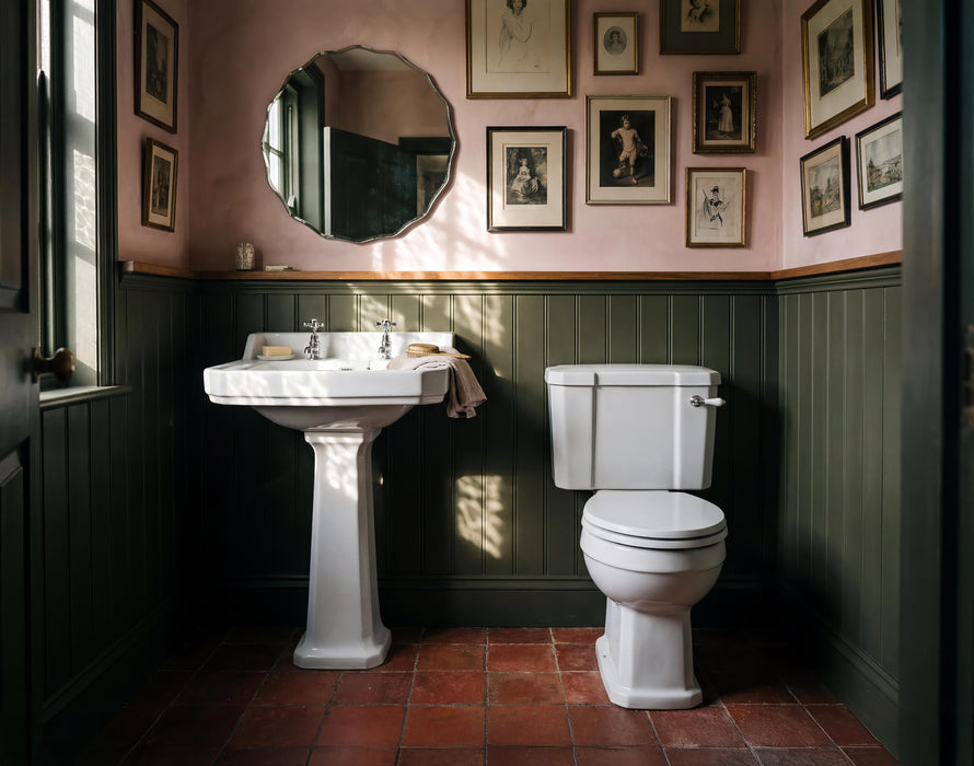 Old London Richmond 2 Tap Hole 560mm Ceramic Basin & Comfort Height Pedestal