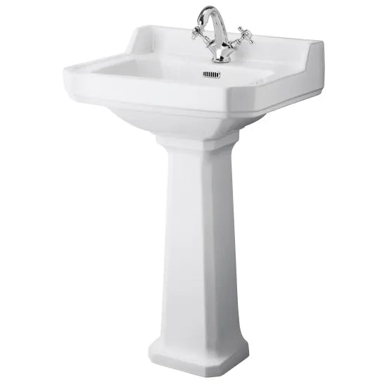Old London Richmond 1 Tap Hole 560mm Ceramic Basin & Comfort Height Pedestal
