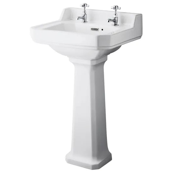 Old London Richmond 2 Tap Hole 500mm Ceramic Basin & Comfort Height Pedestal
