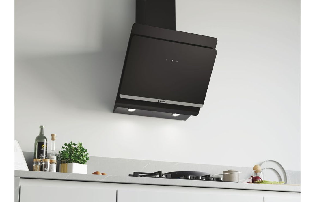 Candy CDG6CEBWIFI 60cm Angled Chimney Hood - Black