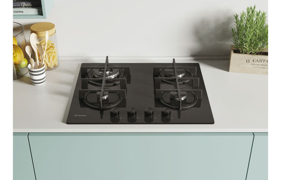 Candy CDK6GR4PBB 60cm Gas on Glass Hob - Black Glass