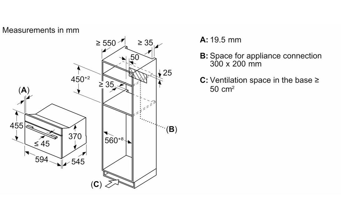 Bosch Series 8 CEG732XB1B B/I 1000W Combination Microwave & Grill - Black