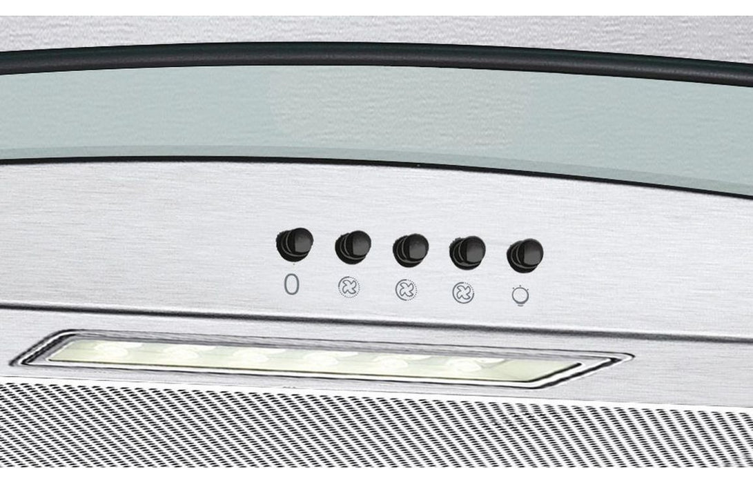 Unbranded CGM70NX 70cm Curved Glass Chimney Hood - St/Steel & Glass