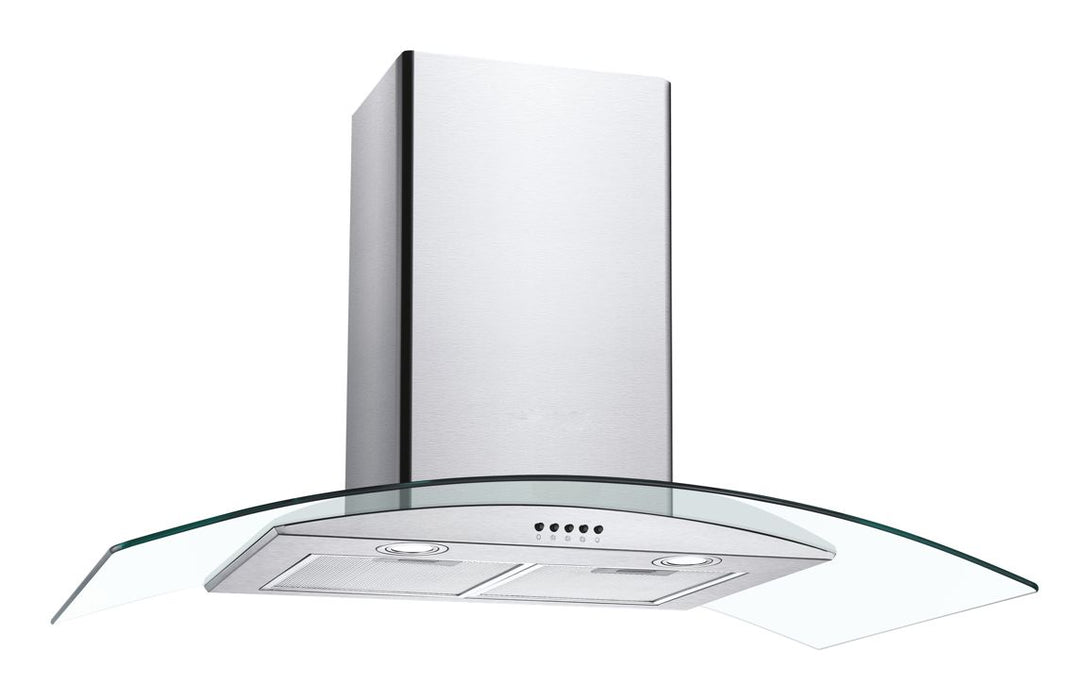 Unbranded CGM90NX/1 90cm Curved Glass Chimney Hood - St/Steel & Glass