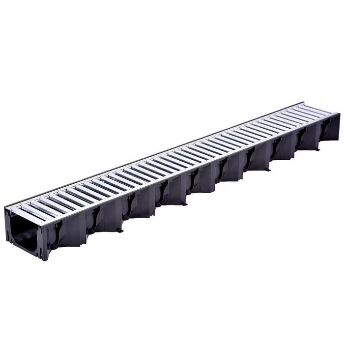 Plastic Channel Drain with Galvanized Steel Grate (1m Length)